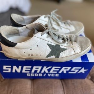 Golden Goose White - Pine Green Star